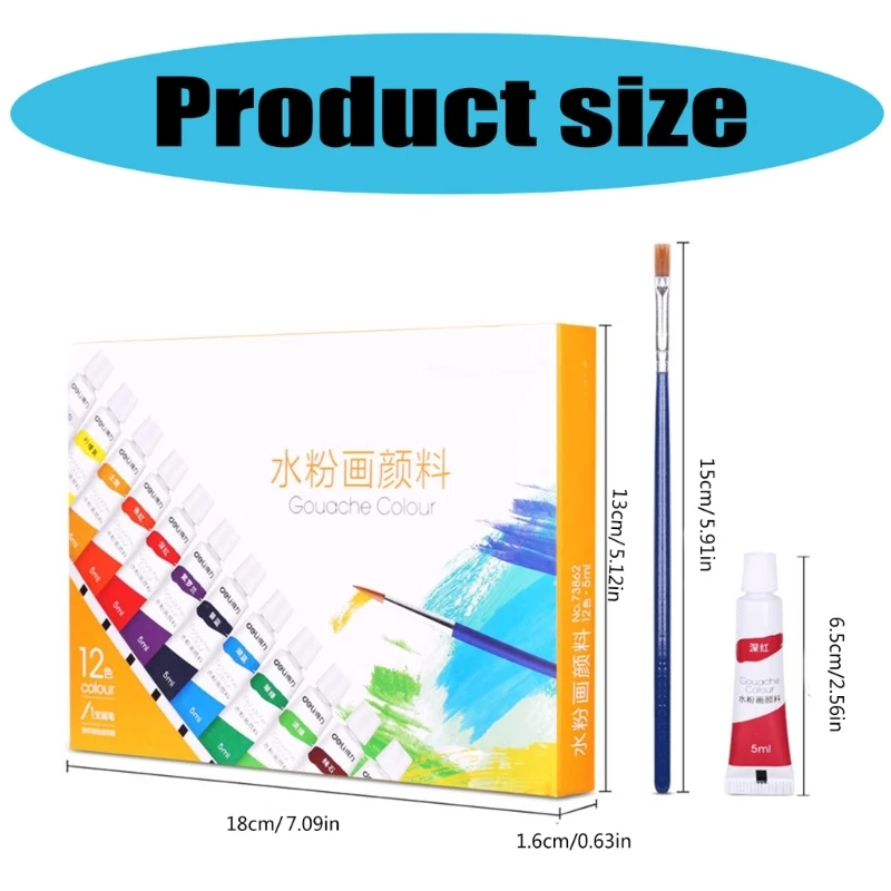 Màu vẽ Gouache động 5ml / ống kèm cọ sơn dành cho nghệ sĩ mới bắt đầu