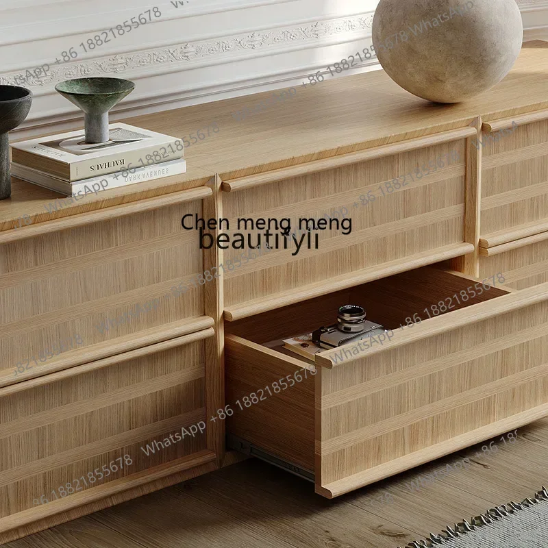 R Log color, floor-to-ceiling TV cabinet, antique and retro furniture combination solid wood module, TV cabinet R