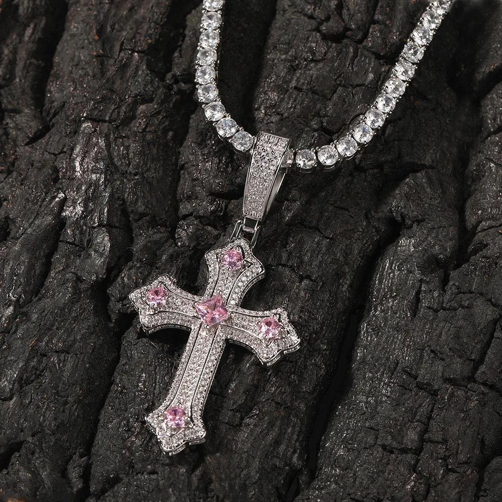 

Big Size Cross 4 Pcs CZ Iced Out Bling Brass Pendant Necklace Mirco Pave Prong Setting Men Women Fashion Hip Hop Jewelry BP087