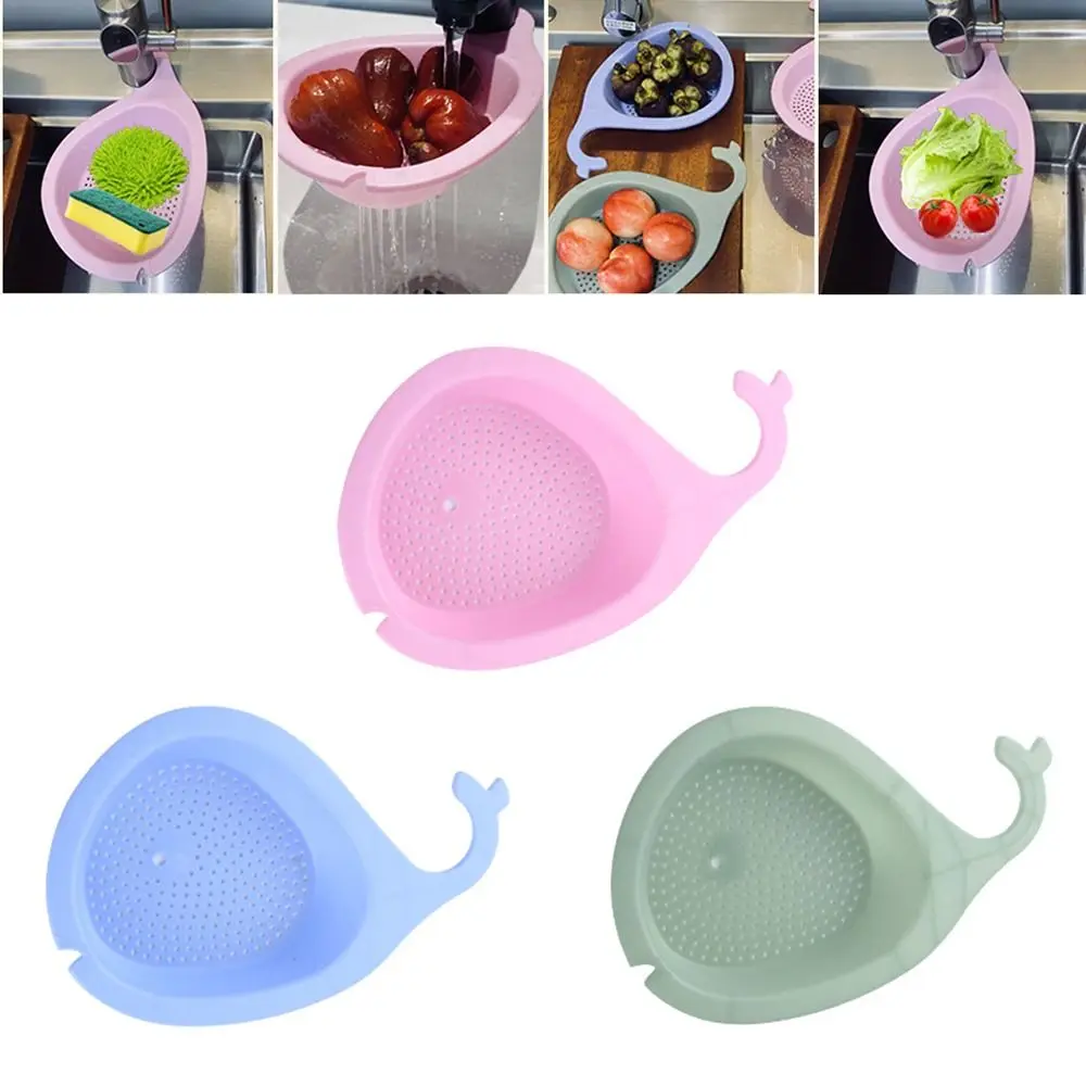 Cartoon Bathroom Sink Drain Basket Dish Drain Water Basket Hanging Basket Whale Shape Plastic Filter Storage Shelf Kitchen Tools