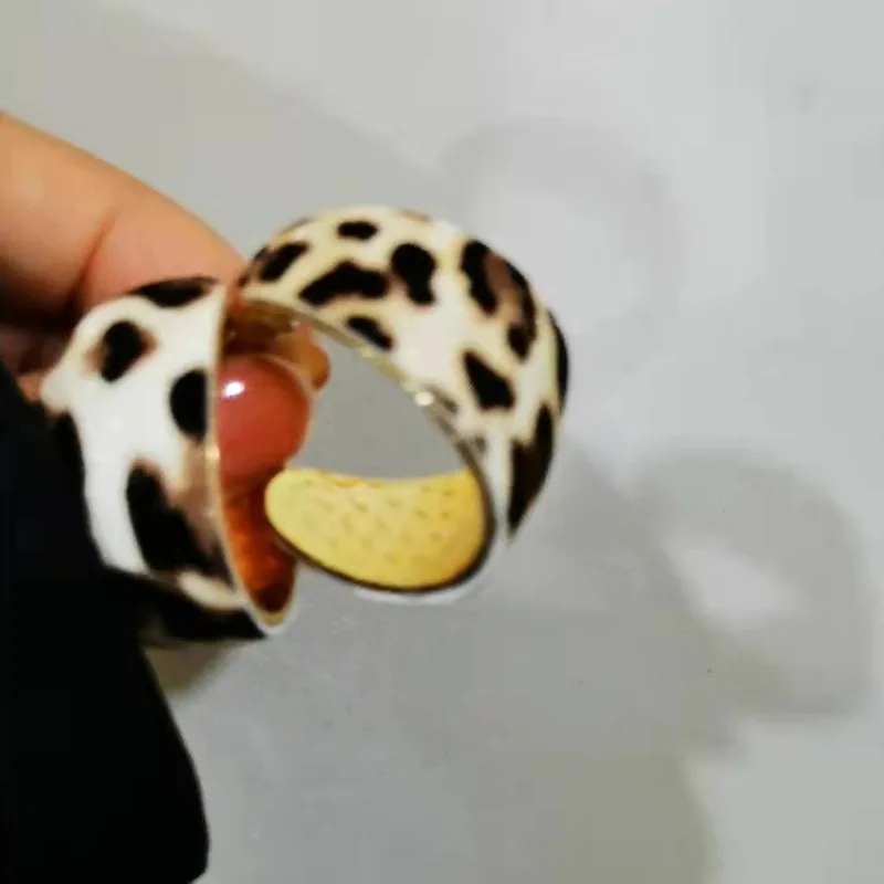 Korean Personality Resin Acrylic Hoop Earrings For Women New Fashion Leopard Print Earring Vacation Jewelry Daily Wearing Party