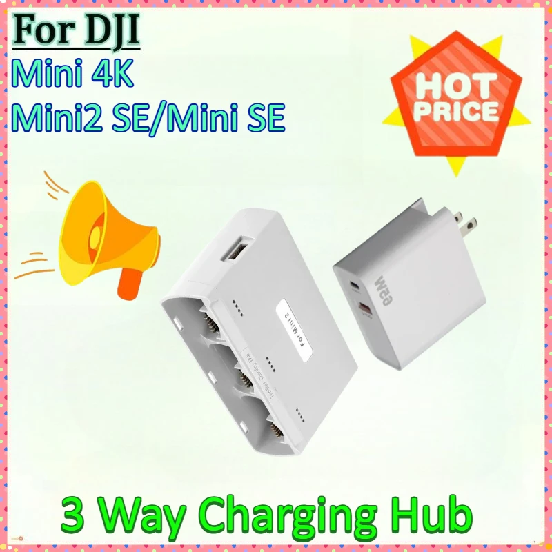 

Трехсторонний зарядный концентратор, зарядное устройство для дрона для DJI Mini SE/2 аккумулятора, совместимое с Mini 2 SE/SE/4K Series, аксессуары для дронов