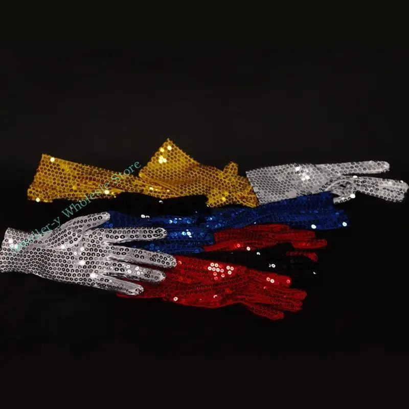 

R7UF Sequins Stage Performance Gloves Gloves взрослые на хэллоуин косплей танцы в магической моде личность хип -хоп женщины