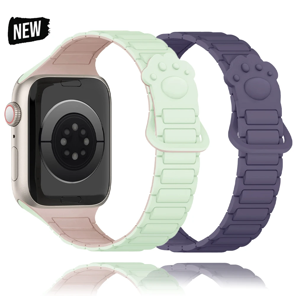 

Новый магнитный силиконовый ремешок для Apple Watch Bands Ultra 3 49 мм 44 мм 41 45 40 мм 42 мм/46 мм браслет correa iWatch 11 10 SE 9 8 7 6