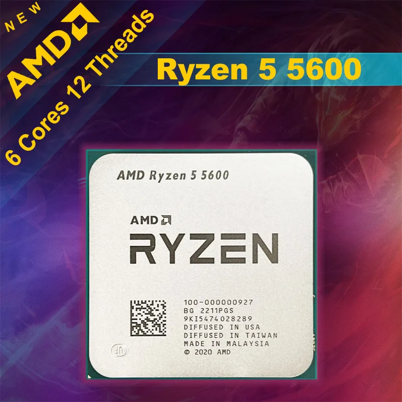 AMD Ryzen 5 5600 R5 5600 3.5 GHz 6-Core 12-Thread CPU 7NM L3=32M 100-000000927 Socket AM4 New and without cooler