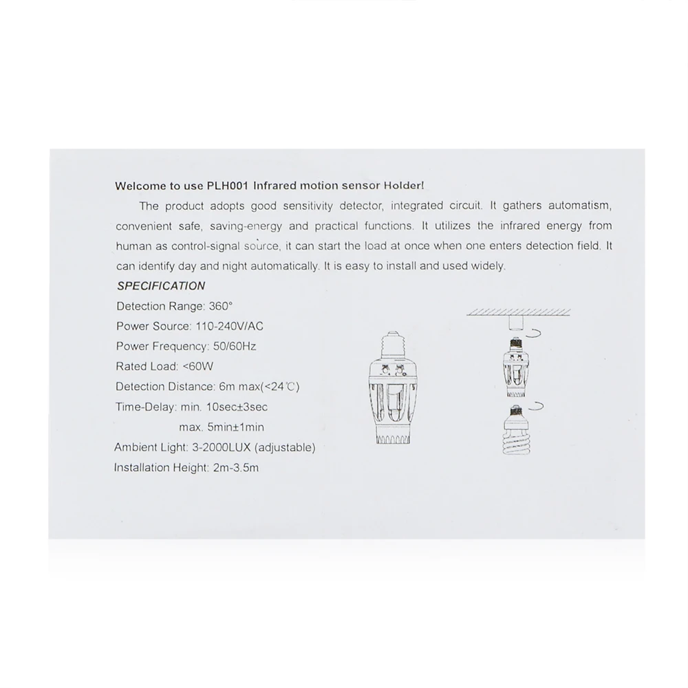 Smart Light Bulb Switch110V-240V PIR Induction Infrared Motion Sensor E27 LED lamp Base Holder  Socket Adapter Converter