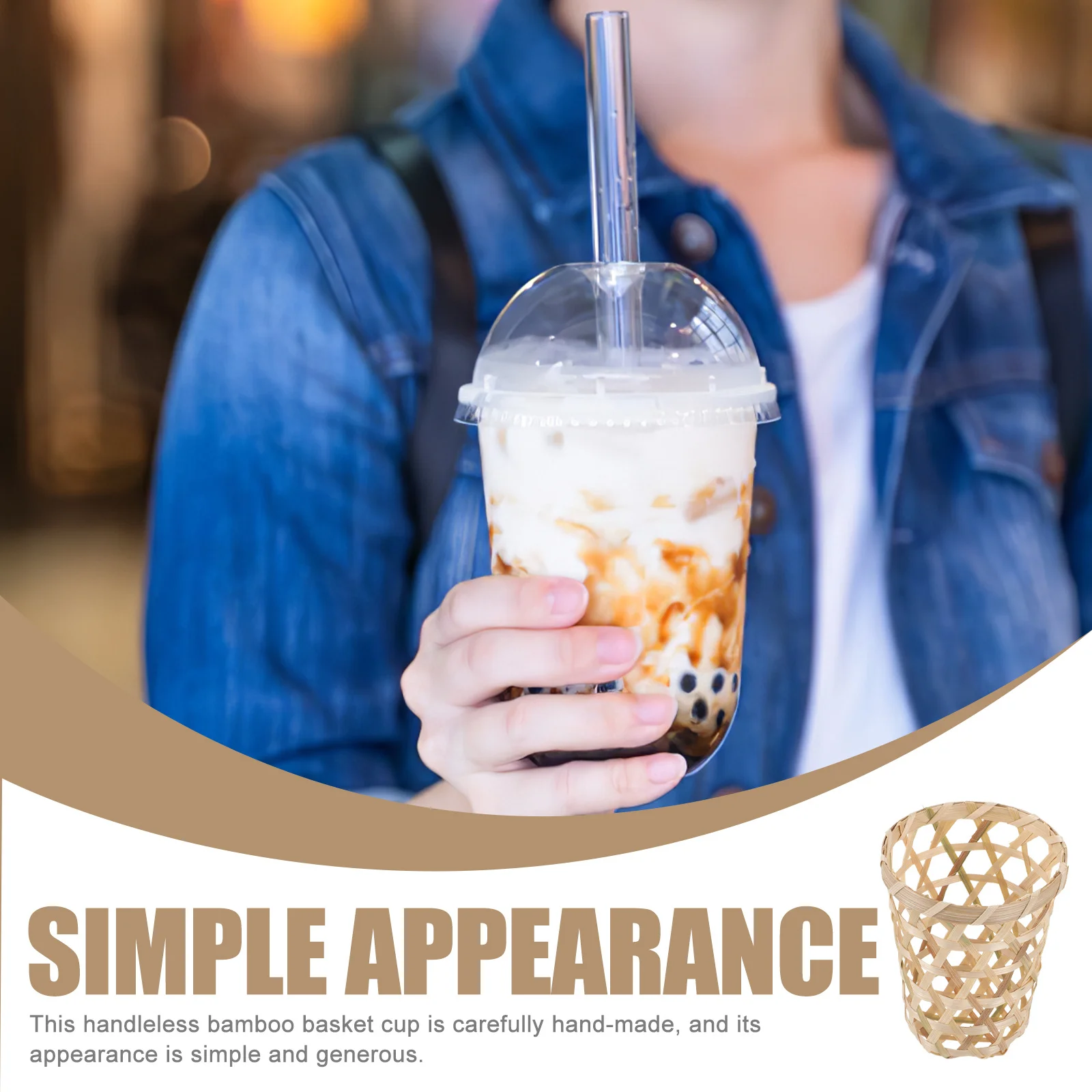 

2Pcs Trendy Bamboo Woven Coasters Versatile Drink Holder Stand Home Decor Bamboo Coasters Glass Woven Holder Garden Decor