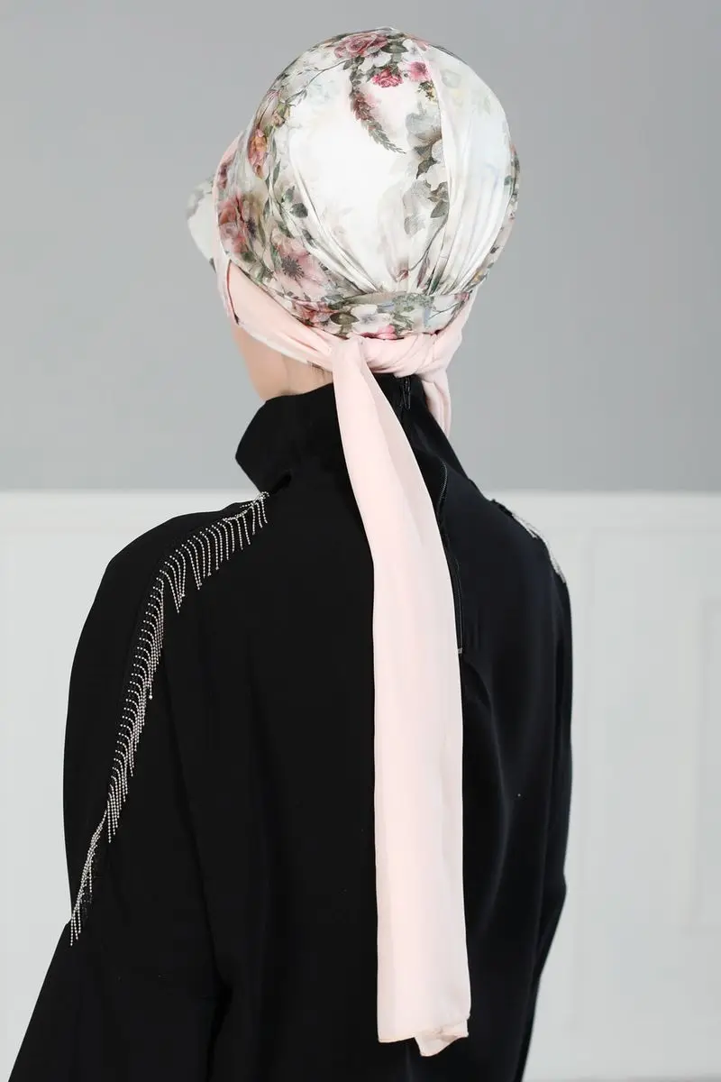 Chiffon Belted Hoed Bone Olijf Patroon