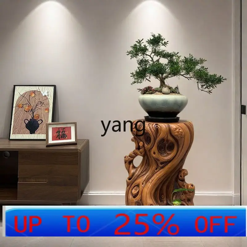 Lhh New Chinese style non-solid wood floor-to-ceiling flower stand Potted plant rack Balcony flower stand