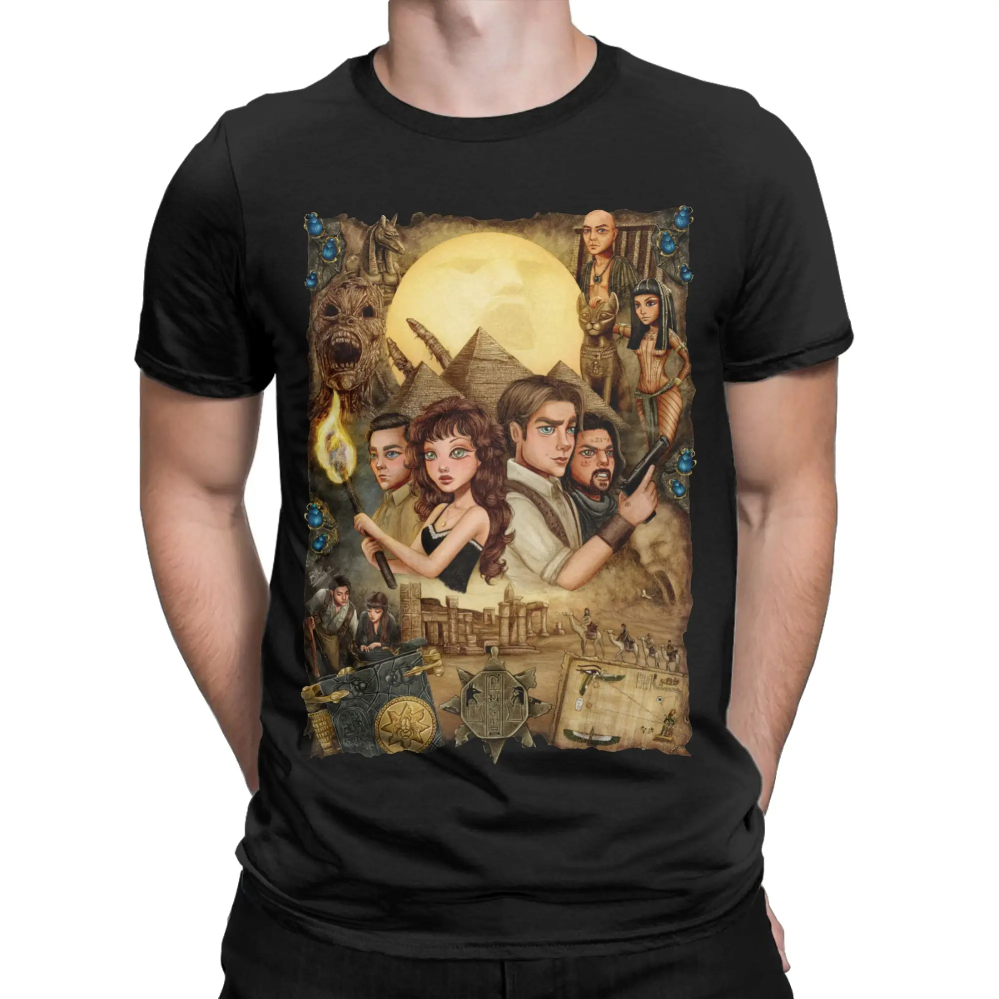 Vintage The Mummy Horror Movie T Shirt Men's O-neck Short Sleeve Tops  Cotton Summer TopsTops