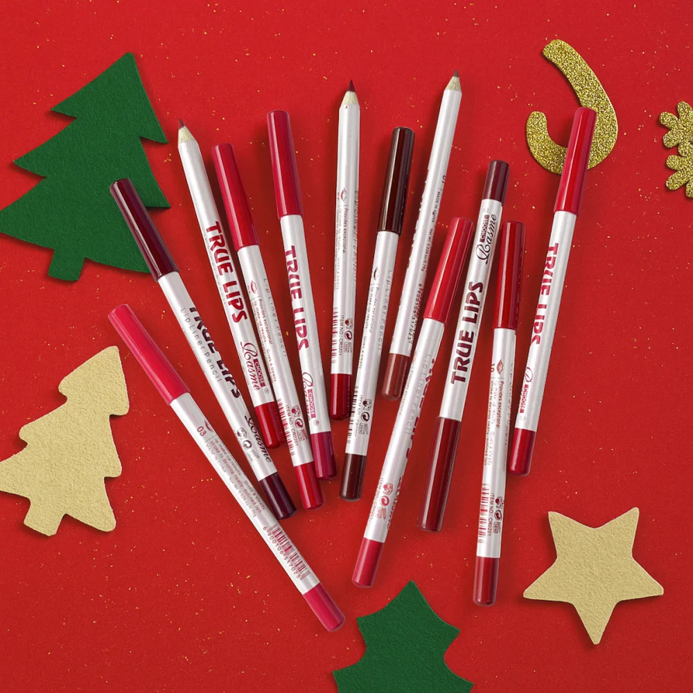 Conjunto de lápis labial fosco de Natal de 12 cores Vintage durável à prova d'água fácil de aplicar maquiagem labial com display colorido