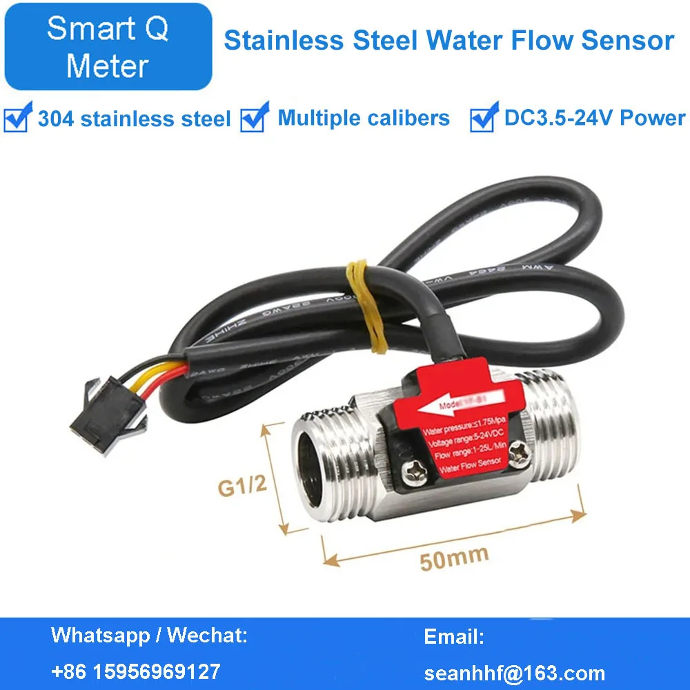 Sensor de Fluxo de Turbina de g1 g1 g1 g1 g3 Polegada Rosca Externa Npn Hall Sensor de Fluxo de Água Aço Inoxidável 304