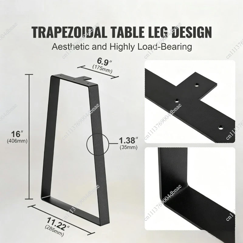 16 - Inch Trapezoid Steel Table Legs (Set of 2). for DIY Coffee Tables, Desks, Bench, Nightstands, Sofa.