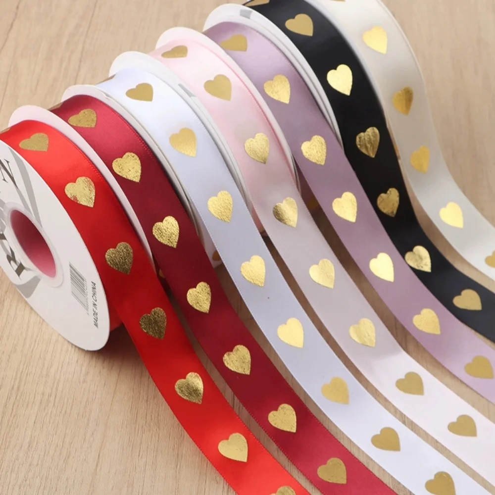Valentine'S Day Ribbon  Hot Stamping Ribbon Diy Bowknot Ribbon Decorative For Party Decoration Anniversary Scrapbooking