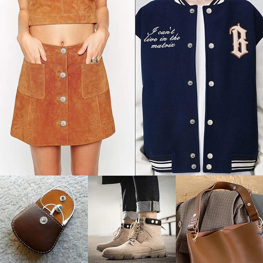 12.5 ملم أزرار إطباقية مجموعة أدوات تثبيت معدنية شديدة التحمل لملابس الدنيم الجينز السراويل حقائب جلدية جاكيتات (فضي) #4