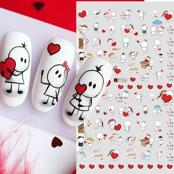 3D Valentines Liebhaber Aufkleber Für Maniküre Netter Cartoon Romantische Brief Schwarz Einfache Linie Mädchen Herz DIY Dekoration Decals LYF106