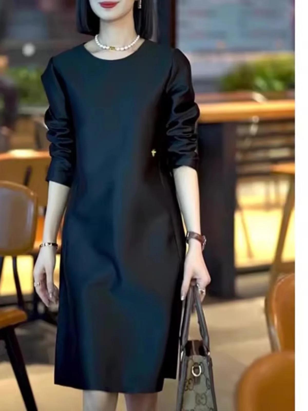 

Платье прямого кроя больших размеров в стиле Хепберн для полных женщин, весна-осень, новинка, класса люкс, стройнящее