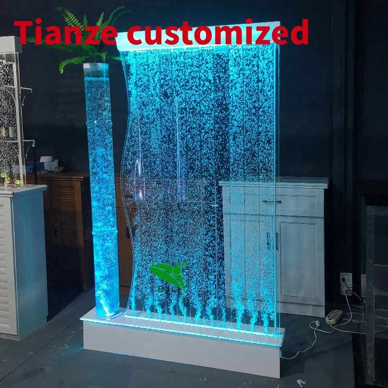 (customized)modern indoor LED glowing water features water curtain bubble water wall