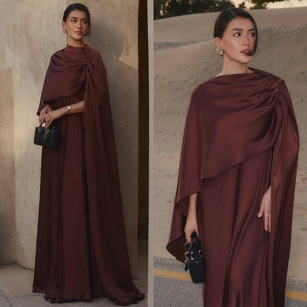 

Customized High Quality Satin Evening Dress Luxury Shawl Homecoming Dresses Temperament Sweep Train Special Occasion Gowns