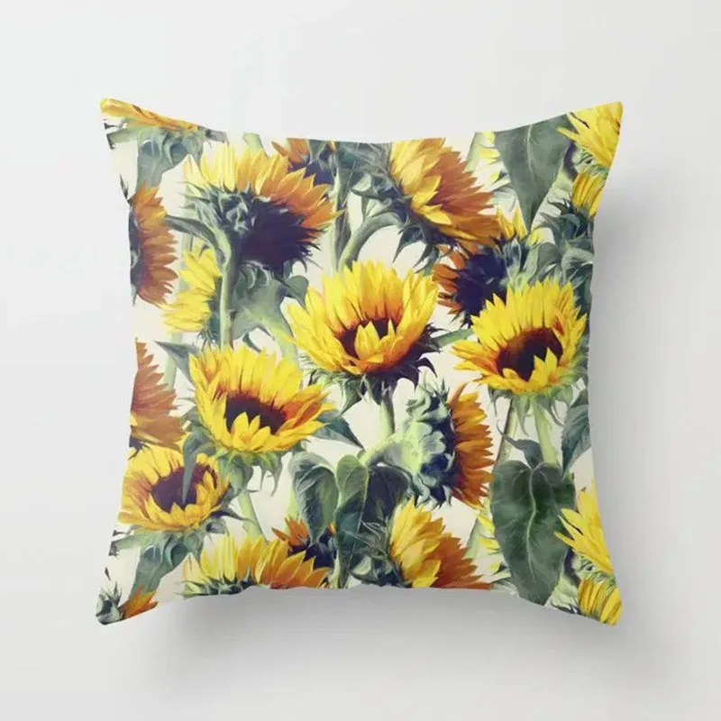 

Yellow Sunflower Cushion Cover Peach Skin Rural Flower Throw Pillowcase Sofa Living Room Home Decor Decorative Pillow Case 40x40