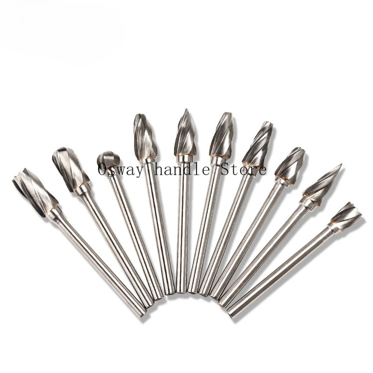 6pcs 6*10mm ACDEFL Tungsten Carbide 8 Flutes Rotary Burrs Point File Cutter Drill Bit