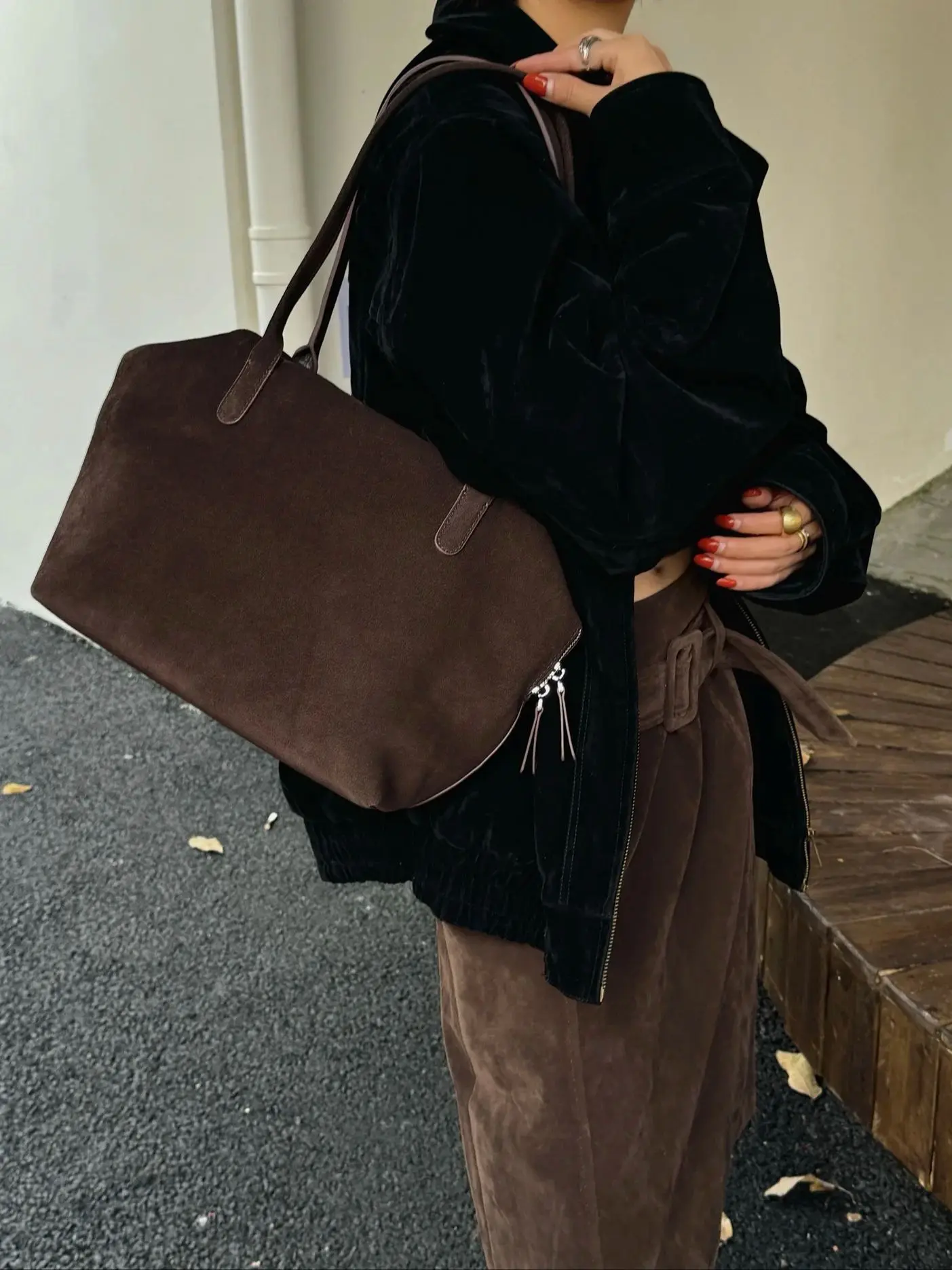 

Genuine Grade Suede Leather Women's Shoulder Bags Luxury Designer Brand Ladies Cowhide Underarm Bag Quality Female Handbag New