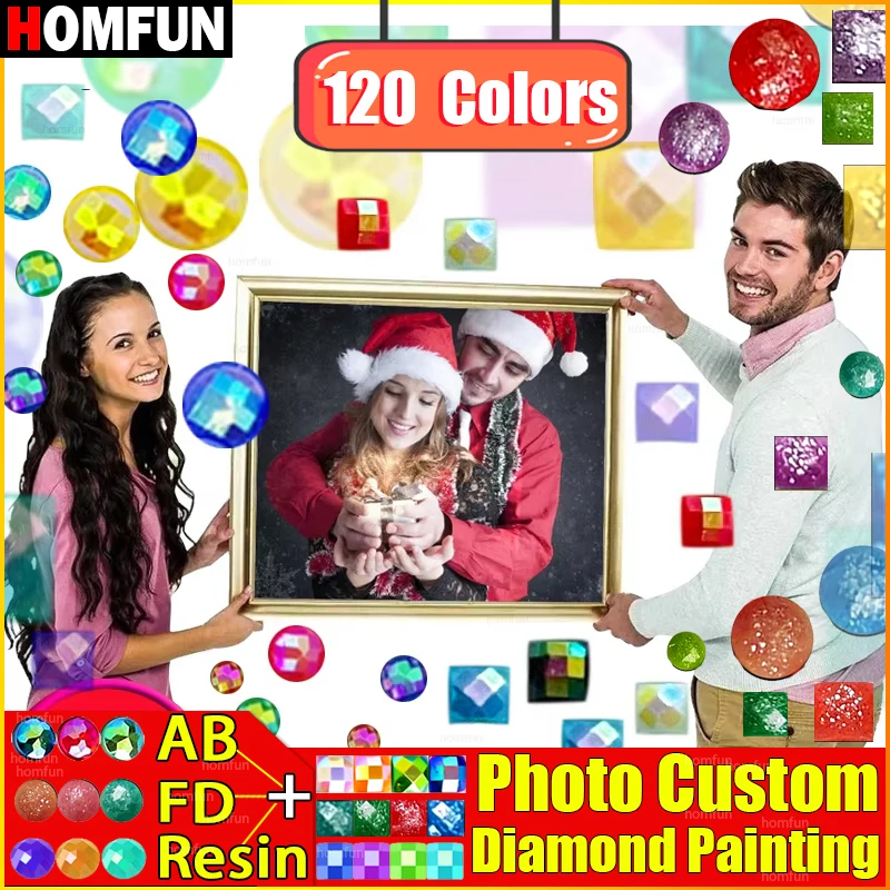 

HOMFUN 120 Colors 5D Diamond Painting Resin+Fairy Dust+AB Drill Photo Custom Full Rhinestone DIY Decor Gifts