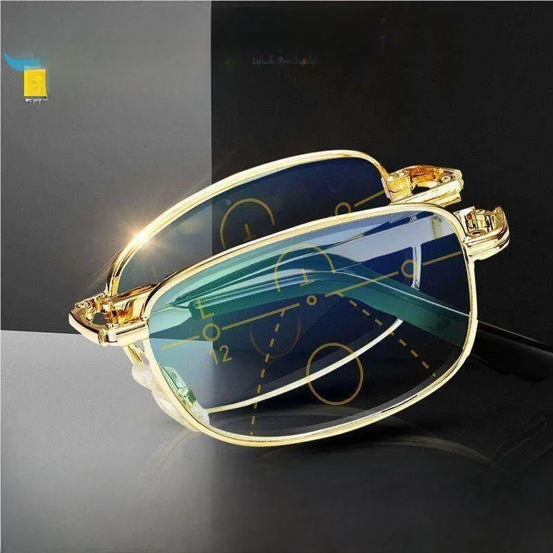 

High Definition Bifocal Automatic Zoom Reading Glasses for Men Anti Blue Light Prescription Eyeglasses Multi Focus Distance near