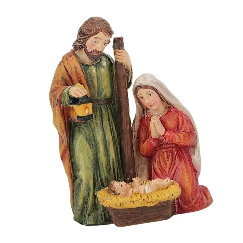  Nativity Scene Holy Family Figurines Statue Ornament for Christmas Indoor Tabletop Decoration and Religious Gift Giving
