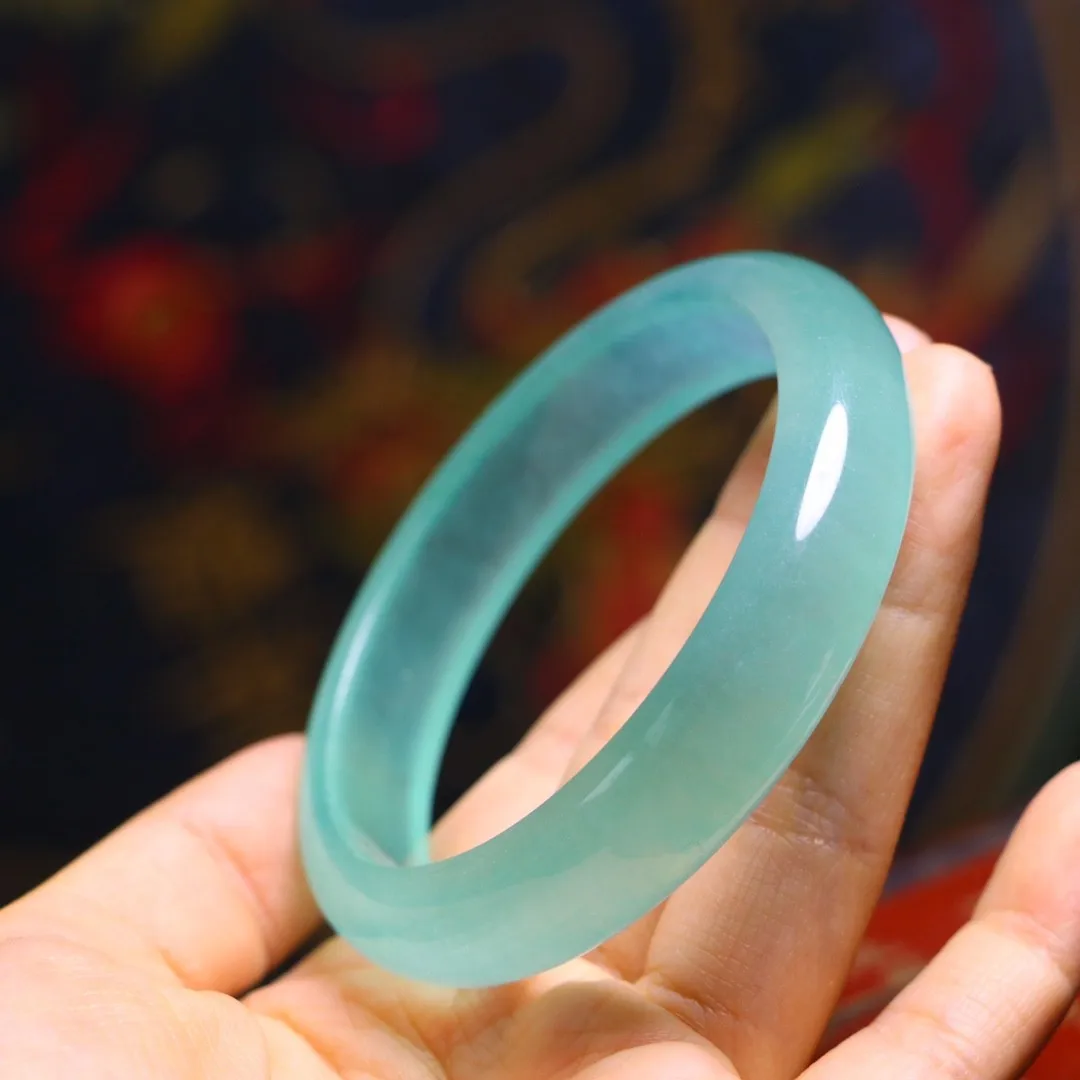 Sky Blue Jade Bangle Bracelet Women Fine Jewelry Genuine Myanmar Jadeite With Certificate Grade A Burma Ice Jades Bangles