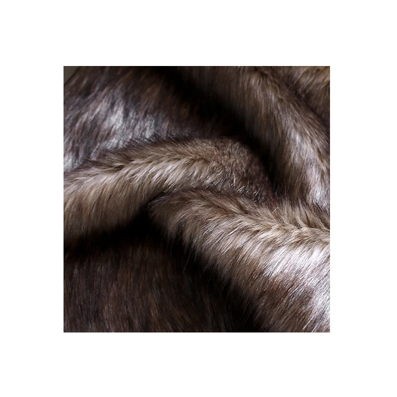 Faux fox fur grass cloth thick coat long hair big clothes designer brown autumn winter fabric for clothing plush fur tissu telas