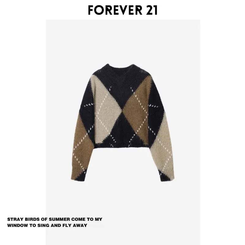 

Свитер Forever 2 Autumn New Retro Color Blo Diamond, уникальный дизайн, высокое качество, стильный, для повседневной носки, длинный рукав, V-образный вырез