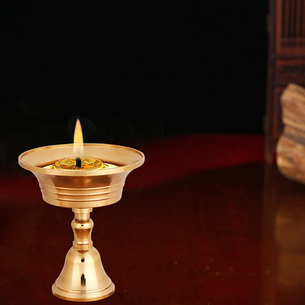 

Pure Copper Butter Lamp Holder Temple Oil Rack For Votive Candles Buddhist Supplies Candlestick Home Decoration