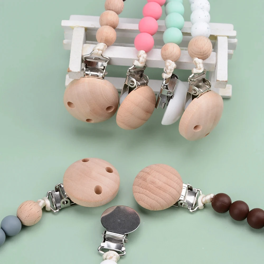 LOFCA Baby Wooden Teethers Pacifier Clips Chain For Baby Pendant Nipple Holder Baby Teething Toys BPA Free Chew Beads