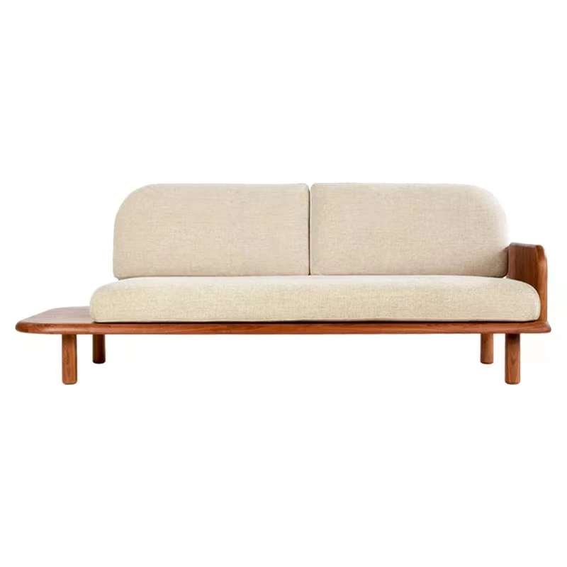 

Solid wood sofa small apartment simple living room combination fabric straight row sofa