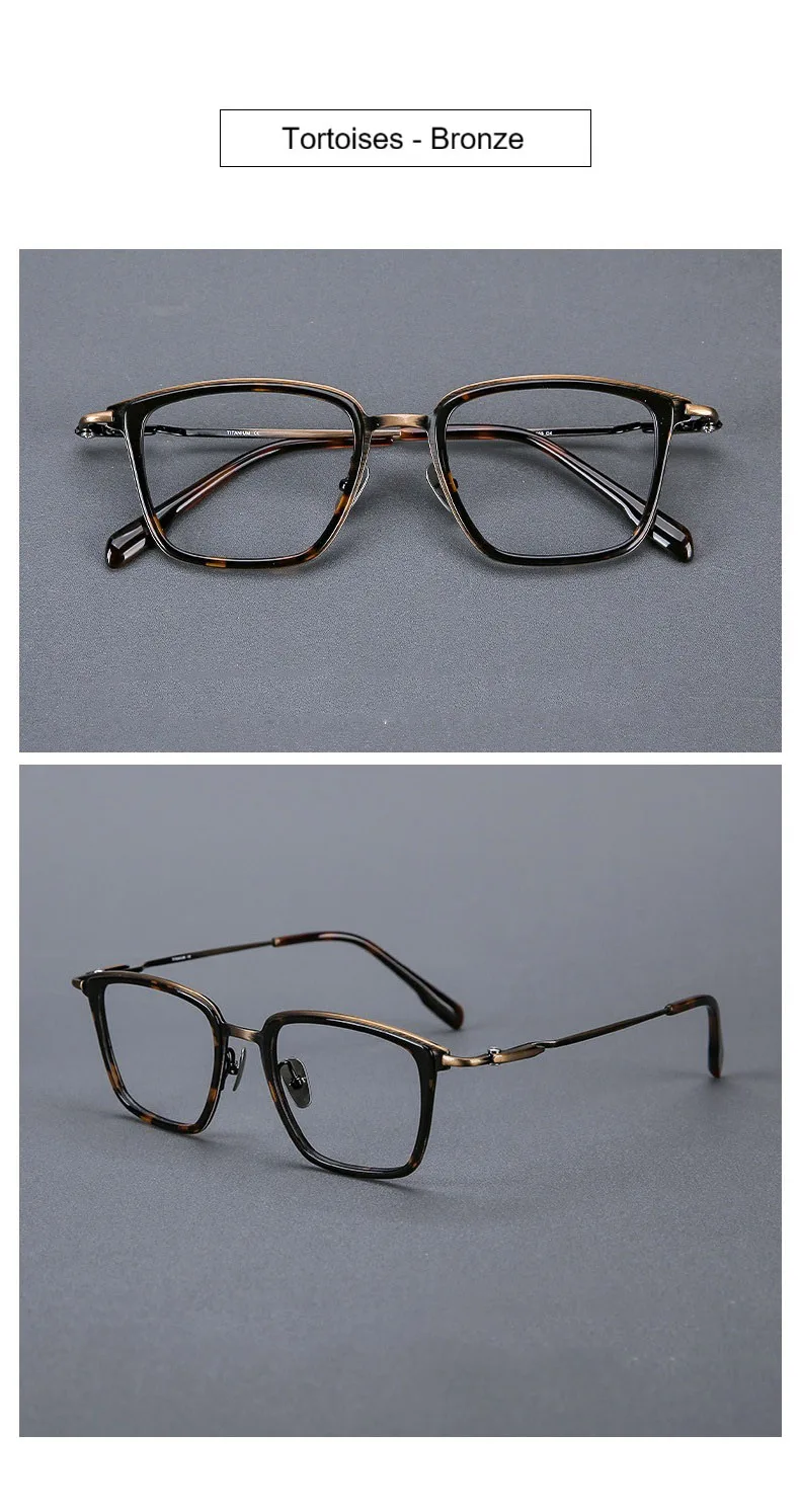 EYELUYAN 155mm Größe Breites Gesicht Brillengestell Männer Acetat Titan Fashion Square Vollrand Optische Brillengestell – Detail 8