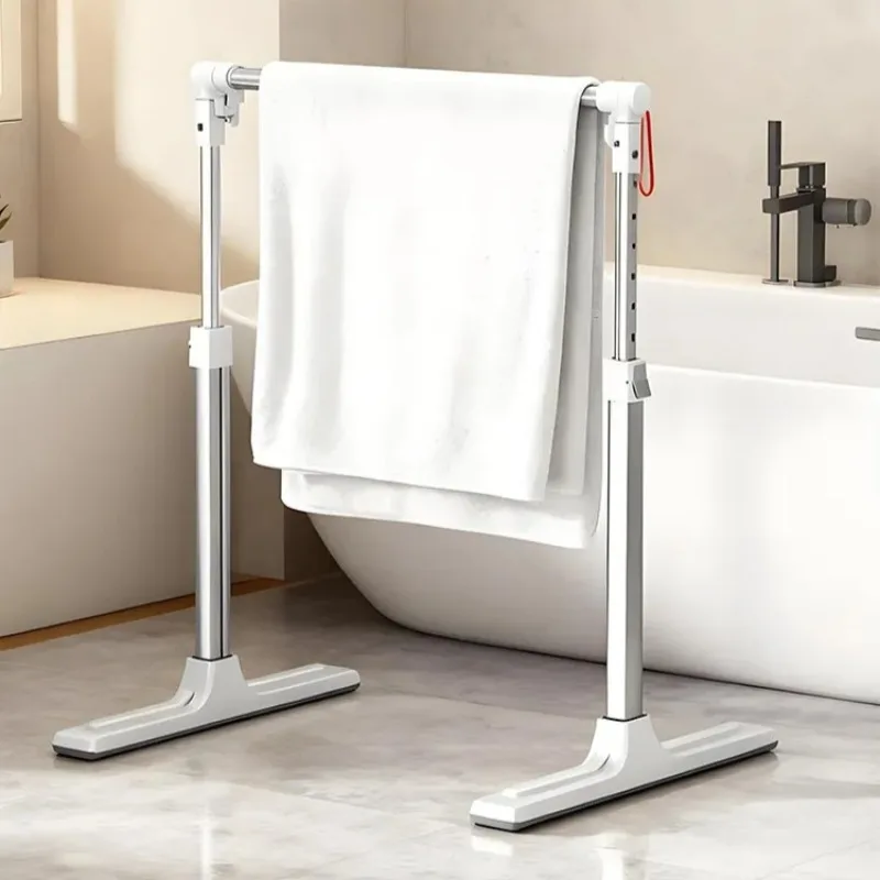 

Складная телескопическая напольная вешалка для полотенец, органайзер для ванной комнаты, регулируемая металлическая подставка для домашнего спа