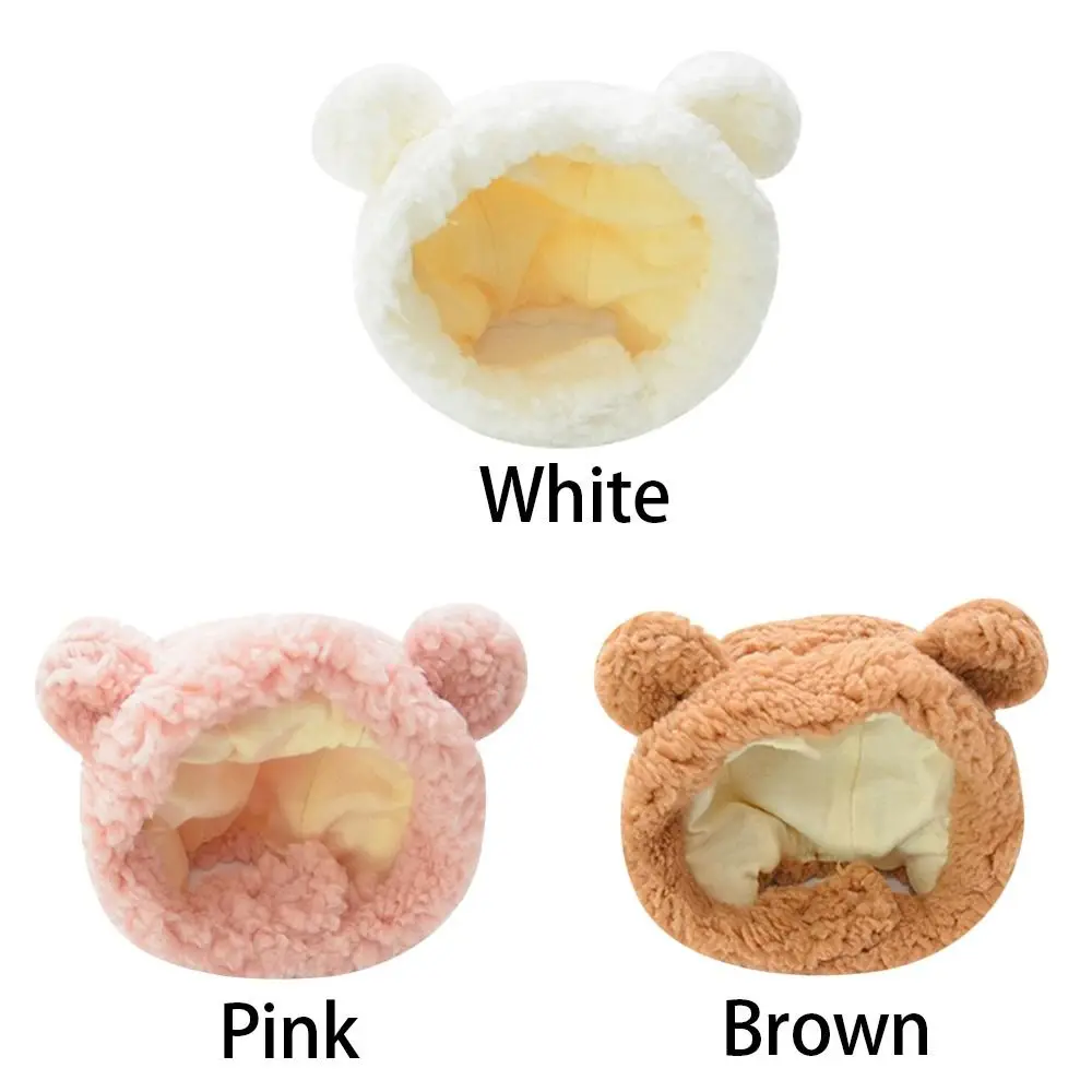 Cute Pet Accessories Comfortable Cat Hat Headgear Short Plush Bear Puppy Cap