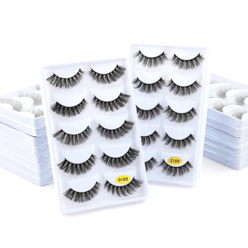 5 pares 3d falso vison cílios naturais cílios postiços dramáticos fofos macios finos volume cruz reutilizável cílios makup ferramentas