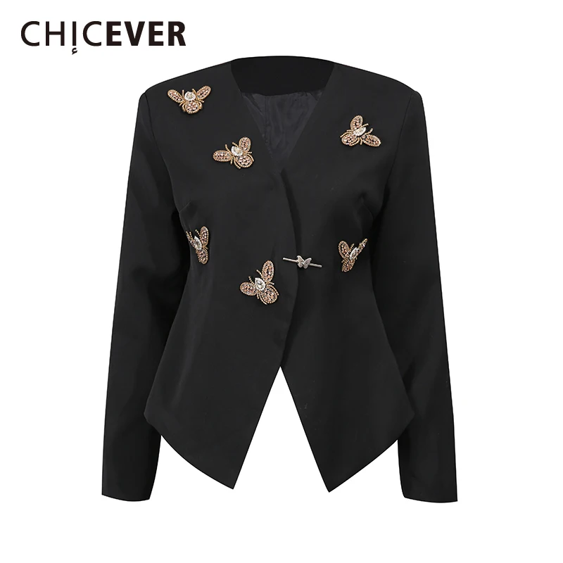 سترة CHICEVER متينة على شكل فراشة للسيدات بياقة على شكل V وأكمام طويلة للتخسيس سترات نسائية فاخرة موضة الخريف الجديدة #1