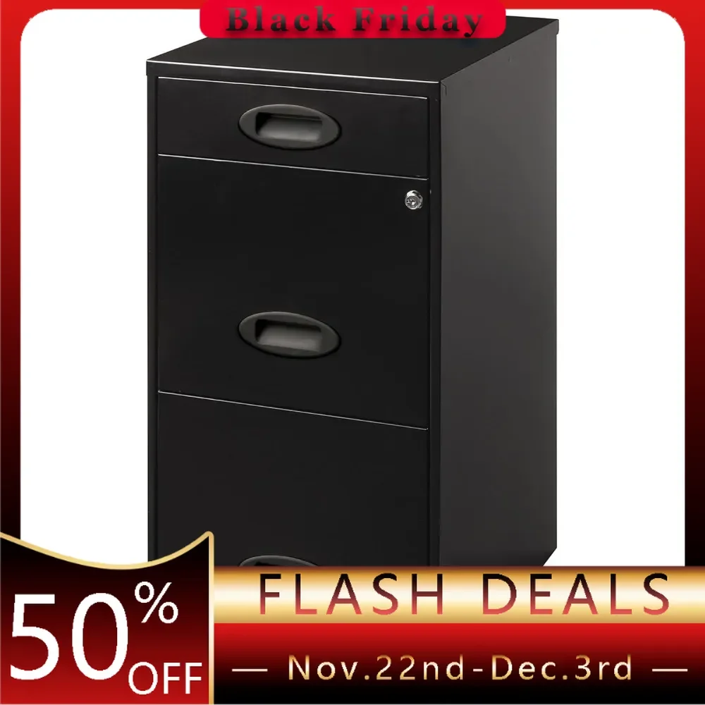 3-Drawer Organizer Vertical File Cabinet,with metal storage cabinet the metal construction durability Black