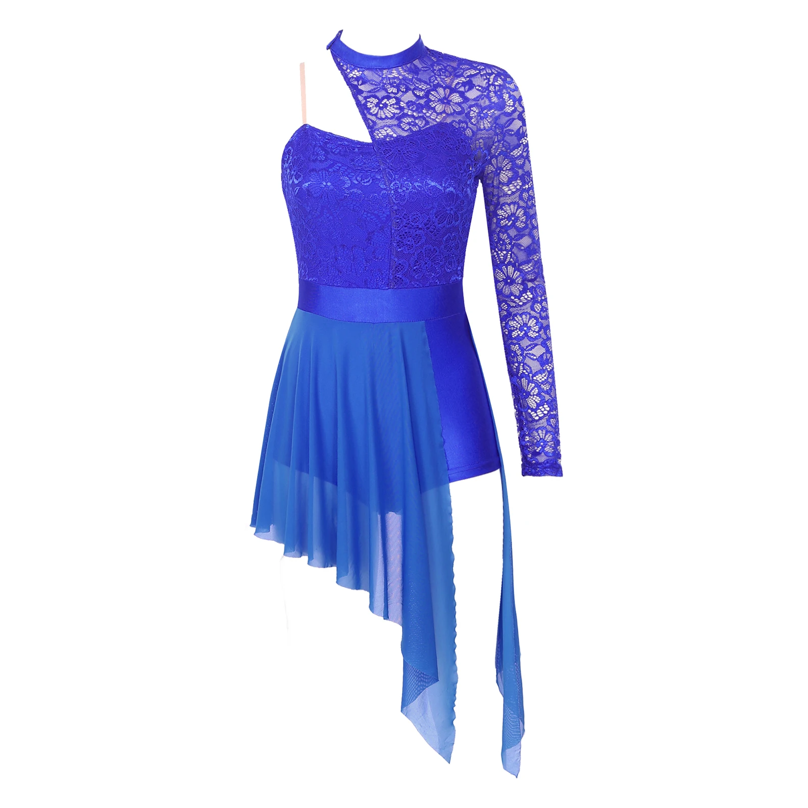 Womens Lyrical Modern Contemporary Ballet Dance Skirt Dress Split Gymnastics Leotard Artistic Figure Skating Performance Costume