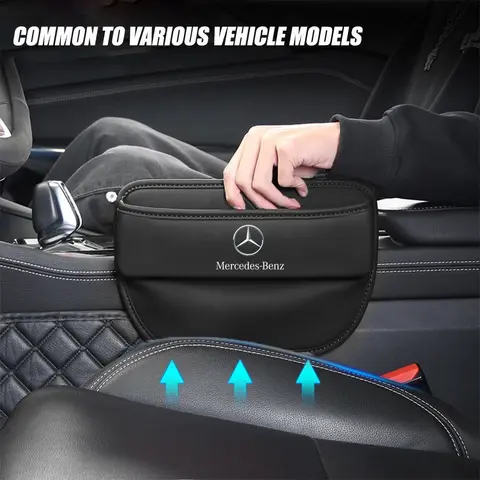 Caja de almacenamiento para espacio de asiento de coche, organizador de asiento de coche de cuero, soporte para Mercedes Benz W211 W203 W204 W210 W124 AMG W202 CLA W212