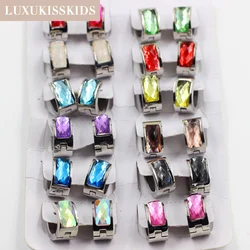 LUXIKISSKIDS 12Pairs/Lot 316L Stainless Steel Wholesale Hoops Earrings For Women Mixed Color Cubic Zirconia Small Circles Clips