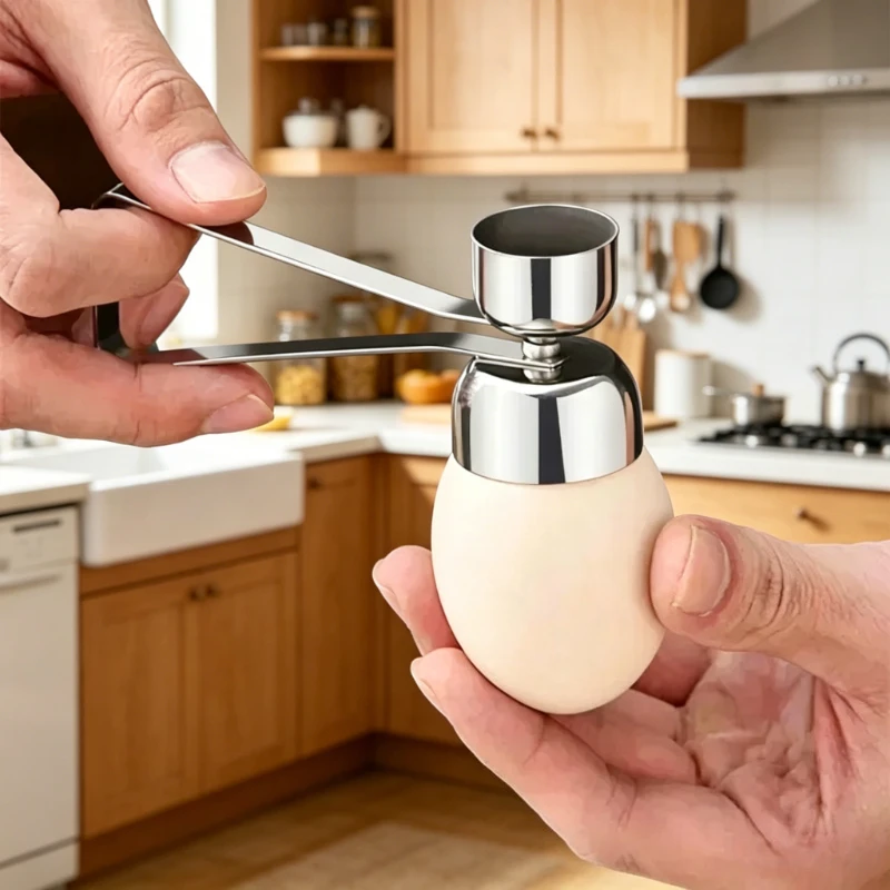 Cortador de Huevos de Doble Cabeza de Acero Inoxidable 304, Abridor de Cáscaras de Huevo para Huevos Cocidos y Crudos, Accesorio de Cocina