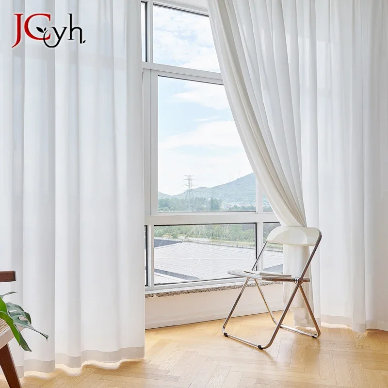 Modern Hall Semi Velvet Curtain for Living Room Bedroom Window Translucent White Curtain for Doorway Background Home Decor Drape