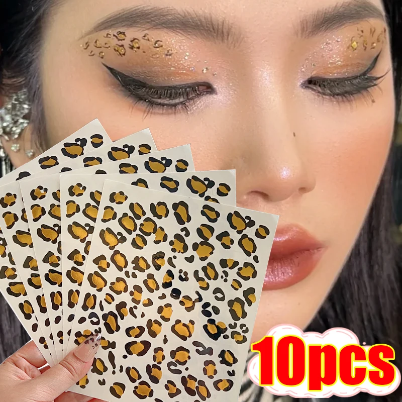 3D Leopard Print Tattoo Sticker Waterproof Hot Stamping Temporary Tattoo Sticker Body Art Makeup Retro Leopard Fake Tatoo Decals