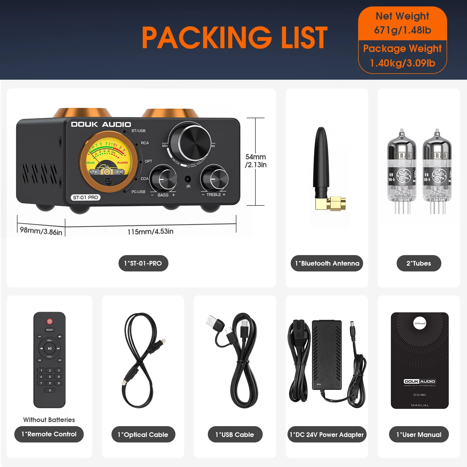 Nobsound HiFi Bluetooth 5.0 Röhrenverstärker USB DAC Stereo-Receiver COAX/OPT Home Audio Digital-Verstärker mit VU-Meter 100W+100W – Detail 7