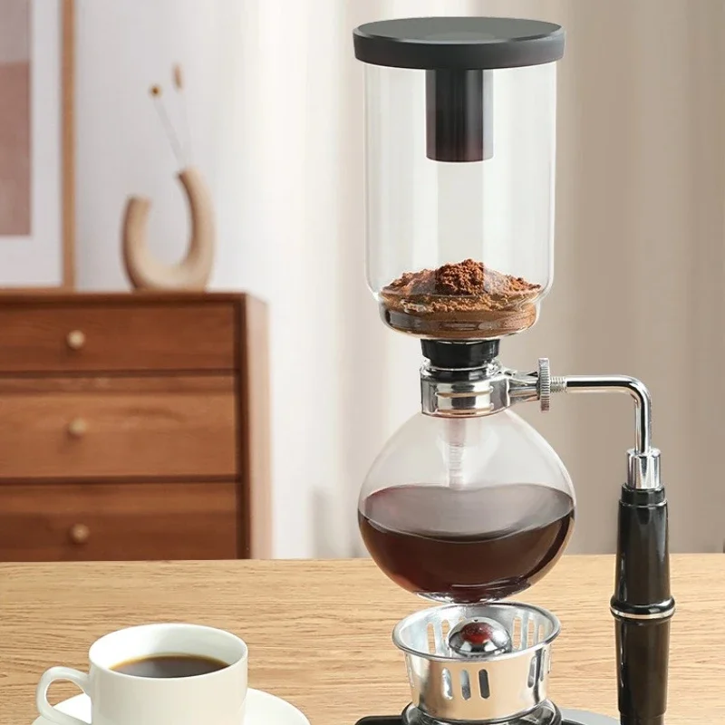 Siphon pot, household siphon coffee pot, heat-resistant glass hand-brewed coffee utensils, bean grinder