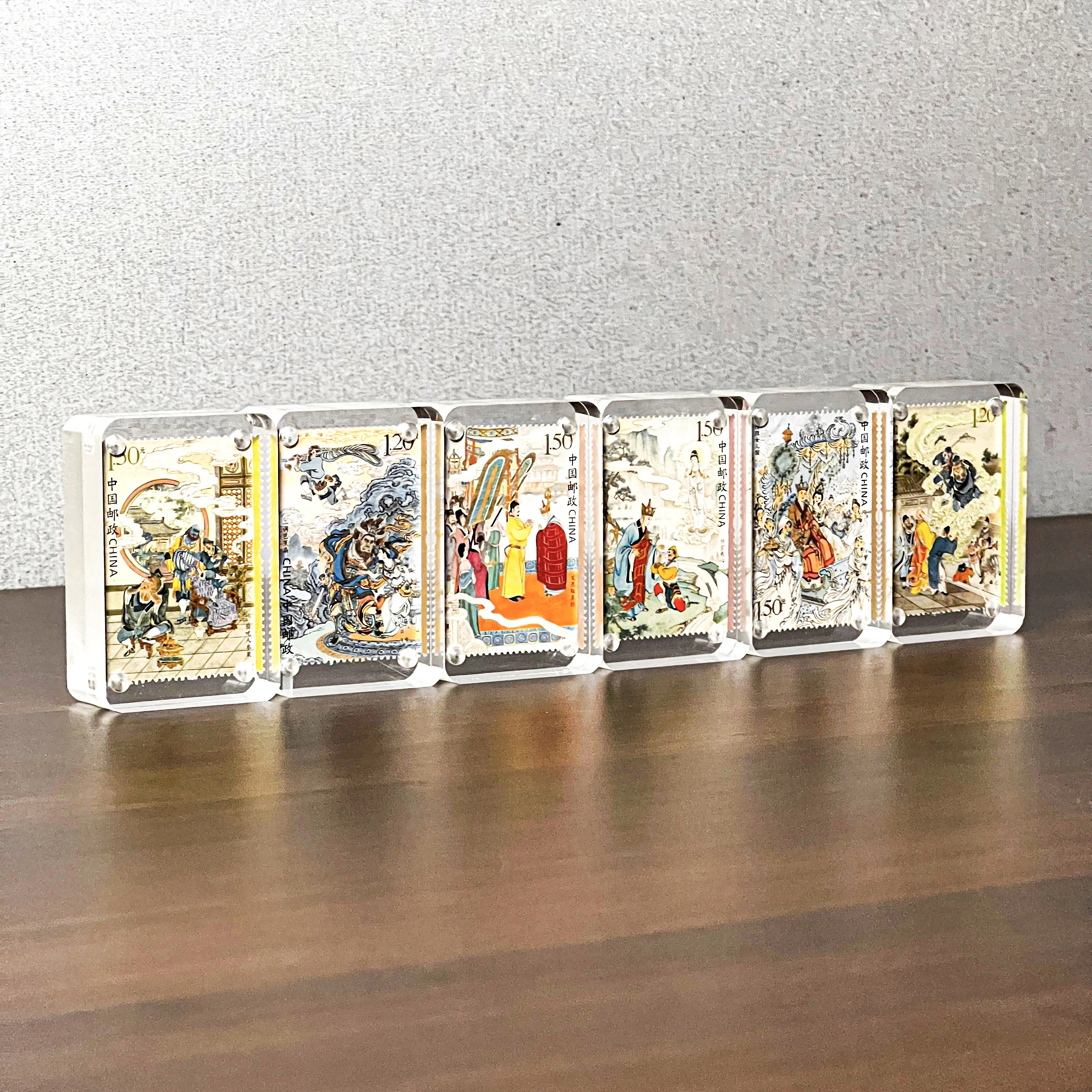 

6pcs Acrylic Stamp Display Frame Card Brick Magnetic Photo Frame Collection Exhibition Protection Storage Creative Display Table